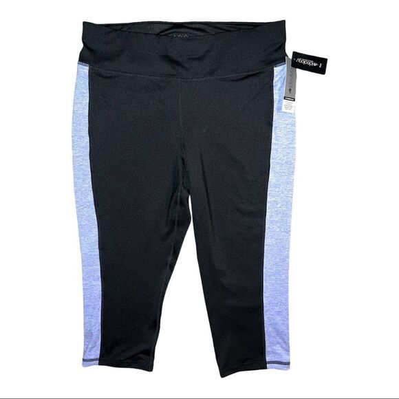 Ideology Noir Periwinkle Ice Essentials Colorblocked Cropped Leggings 1X NWT - Picture 2 of 8